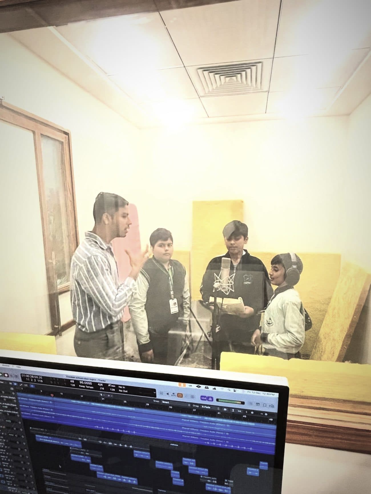A choir session tracked live, seen from the control room